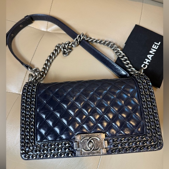 CHANEL Handbags - Sold x CHANEL🔹 Glazed Calfskin Quilted Medium Boy Chained Flap